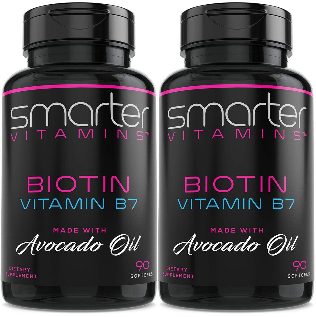 (2 Pack) Aokado yağında Smarter Biotin 5000mcg, B7, Non-GMO, 90 Mini Liquid Softgels, No Soy
