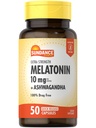 Sundance Melatonin 10 mg with Ashwagandha | 50 Capsules | Ekstra Kuvvet | Non-GMO & Gluten Free Supplement Supplement