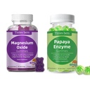 Tinies bers Papaya Enzyme Gummies ve Magnezyum Gummies, Digestive Health for Yetişkinler & Kids, Vegan, Sugar Free, Non-GMO, Pectin