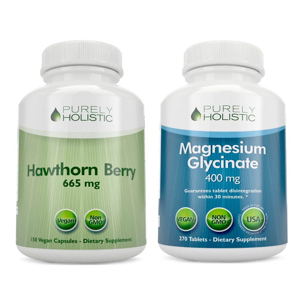 Safly Holistic Hawthorn Berry 665 mg + Magnezyum Glycinate 400 mg + 150 Capsules & 270 Tablet - Vegan Sche - ABD'de Made in the USA