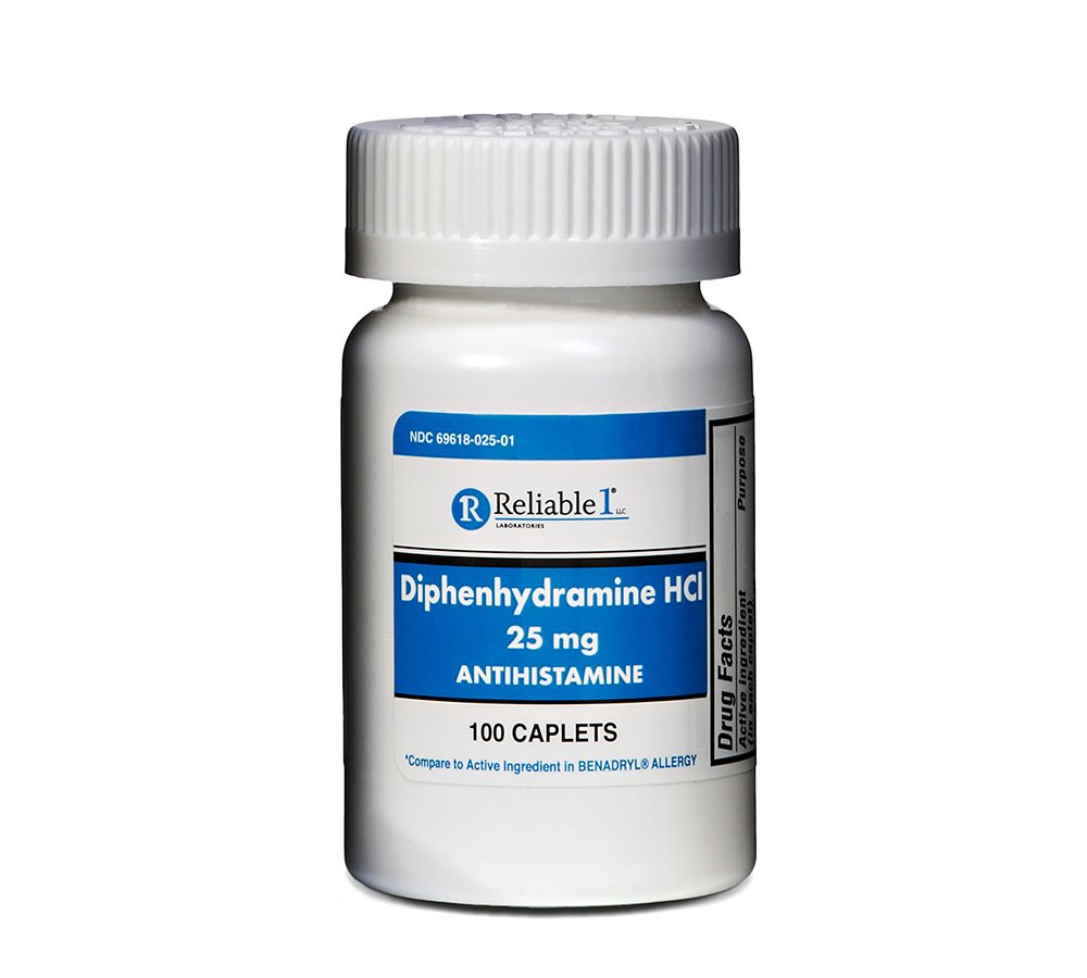 Güvenilir 1 Diphenhydramine HCI 25 mg Antihistamin 100 Caplets (1 Şişe)
