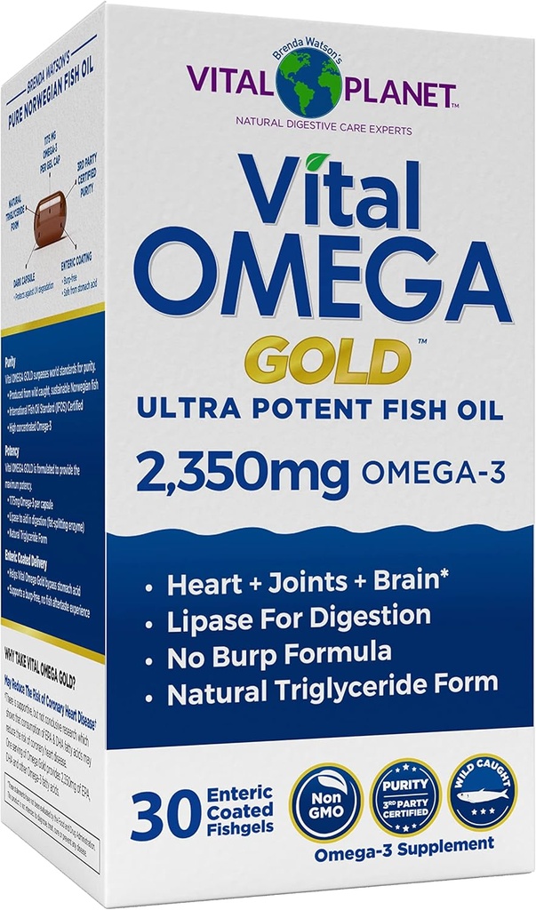 Vital Planet - Vital Omega Ultra Potent Wild Caught Omega 3 Fish Oil Supplement with 2350mg of High Potency Omega 3 Fatty Acid Supplements EPA and DHA to Support Brain and Heart Health 30 Softgels