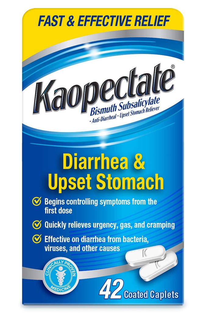 Kaopectate Multi-Symptom Anti-Diarrheal & Upset Stomach Reliever, 42 Caplets