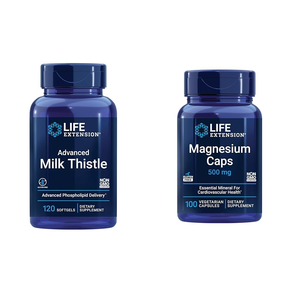 Hayat Gelişmiş Süt Butle 120 Softgels ve Magnezyum 500 mg Capsules Liver Health, Detox Desteği, Kalp Sağlığı ve Sağlıklı Kemikler