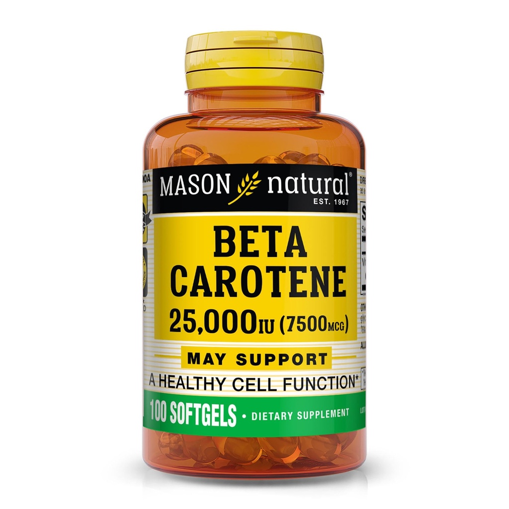 Mason Natural Vitamin A Beta Carotene5.000 IU, Destekler Vizyon, Hücre Fonksiyonlu ve Immune Health, 100 Softgels, 3 Paket