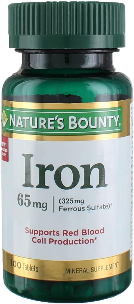 Iron 65 mg, 4 Şişeler (100 Kont)
