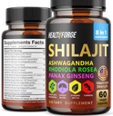 Shilajit Capsules Organic Extract Blend 60 Capsules for Men & Women - Shilajit Supplement 9000mg Ashwagandha, Immune Support Supplement 2000mg Rhodiola Supplement, Ginko Ginkgo Biloba