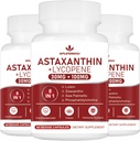 Astaxanthin ve Lycopene 70 mg,Astaxanthin Supplement with Phosphatidylcholine, Lutein ve Zeaxanthin, Güçlü Antioksis Supplement (180 Capsules)