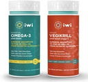 Iwi Omega-3 Essential & Vegikrill Omega-3 Sche, 30 Hizmet, Vegan Plant-Based Algae Omega 3, Krill & Fish Oil Alternative, No Fishy Aftertaste