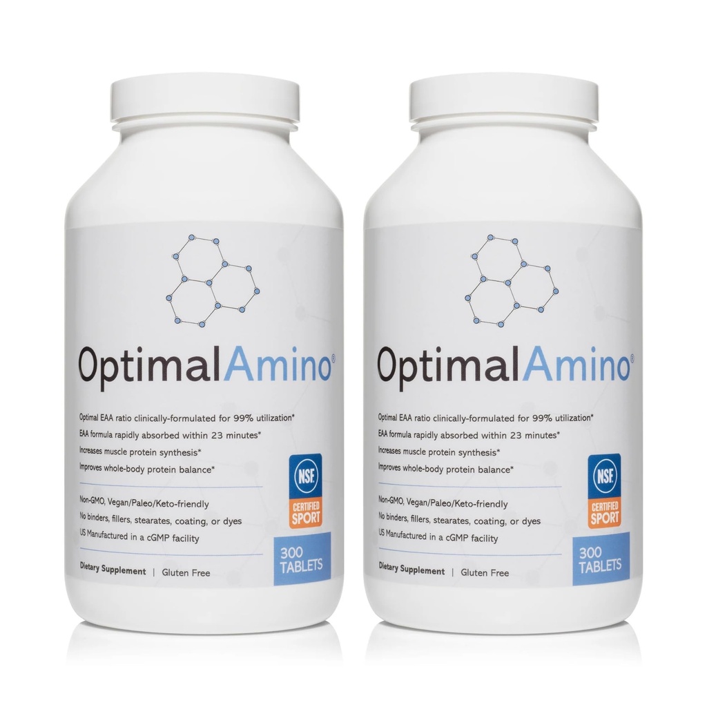 OptimalAmino Tabletleri Fitness (600 Kont) |% 99 Utilized Essential Amino Asit (EAA) Tamam | Muscle Recovery, BCAA protein Pre/Post Workout, NSF Sport® sertifikalı