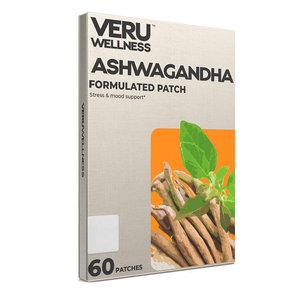 Veru Wellness Ashwagandha Patch - Stres Yardımı, Doğal Mood Destek, Stres, Enerji ve Odak Destek Patch (60 Kont)