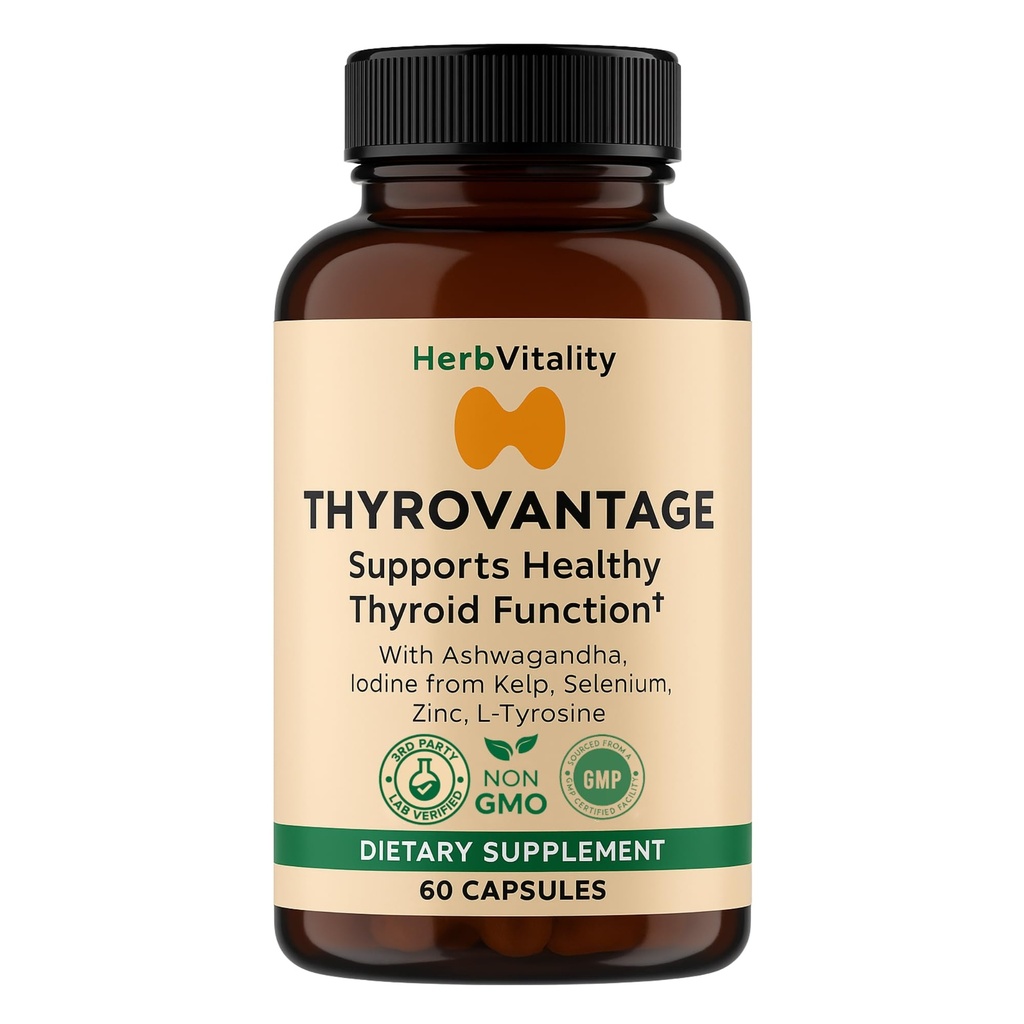 Thyroid Support Supplement with Iodine, Ashwagandha & Kelp – Supports Energy, Metabolism & Hormone Balance Formula – Selenium, Zinc & L-Tyrosine – Natural Thyroid Health for Women & Men