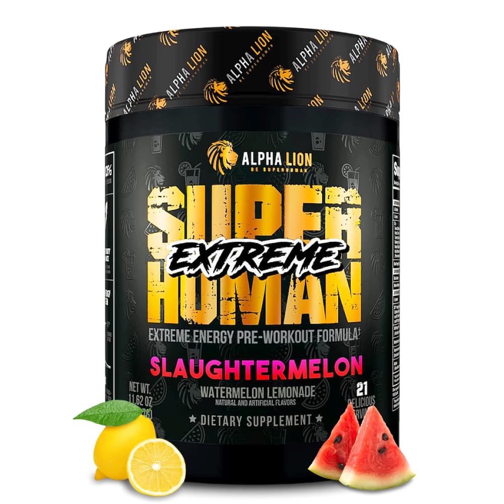 ALPHA LION Superhuman Extreme High Stim Pre Workout Toz, Beta Alanine, L-Taurine & 356mg Tri-Kaynak Caffeine for Sustained Energy, Nitric Physics & Citrulline for Pump (21 Servisler, Skahlon)