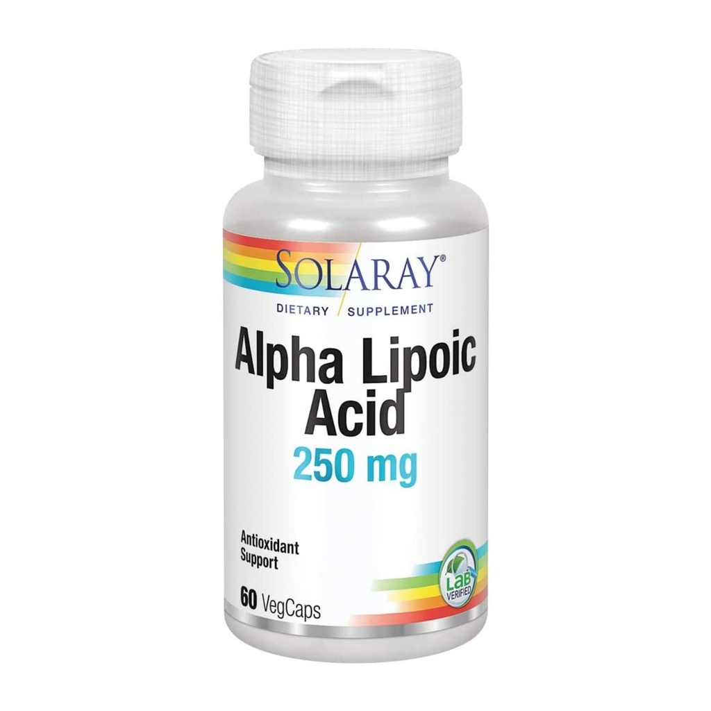 SOLARAY Alpha Lipoic Acid 250 mg - 60 VegCaps - Sağlıklı Antioksi Aktivite ve Enerji Desteği - Non-GMO & Vegan