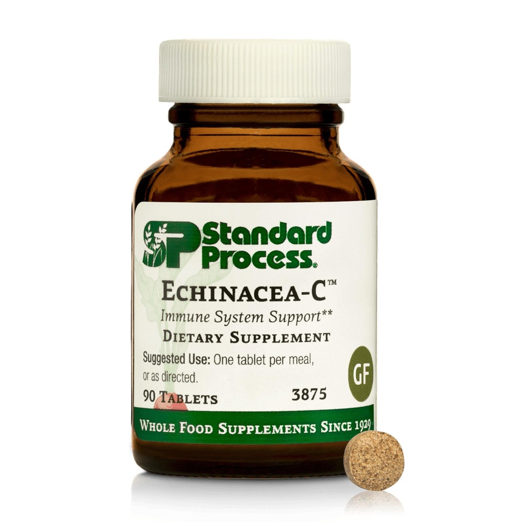 Standart Süreç Echinacea-C - Immune Sistem Desteği için Tamam - Günlük Vitamin C Dose - Gluten-Free, Non-Dairy & Non-Soy - 90 Tabletler (90 hizmet)