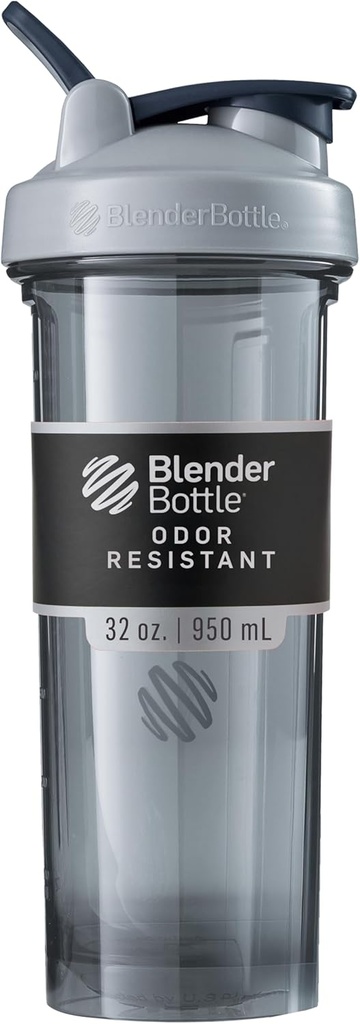 BlenderBottle Shaker Şişe Pro Serisi Protein Shakes ve Pre Workout için Mükemmel, 32-Ounce, Pebble Grey