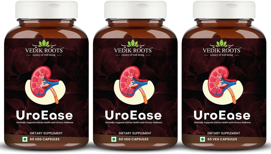 UroEase | Ayurvedic Herbal Supplement for Kidney Health & Uric Acid Levels | Supports Urinary Tract Health | 180 Veg Capsules