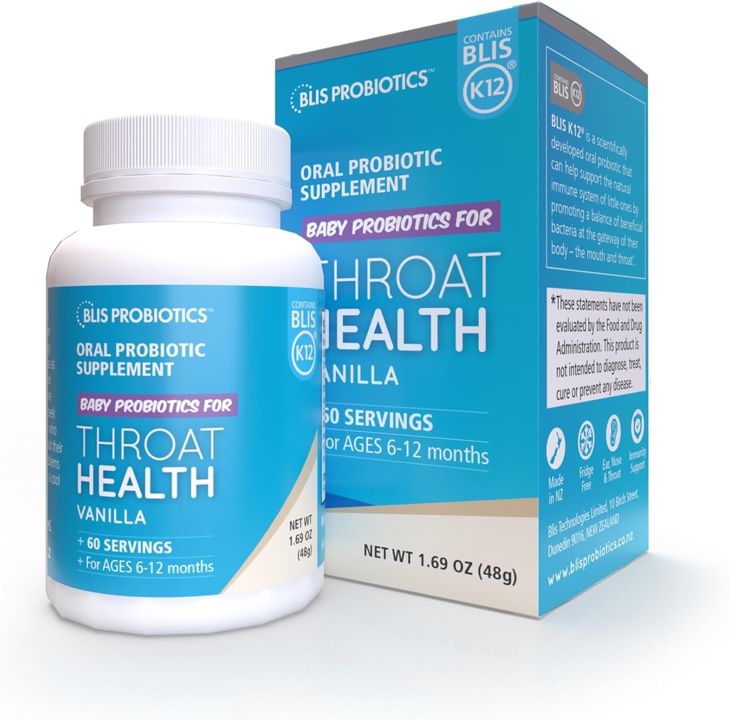 BLIS Baby ThroatHealth Probiyotik Toz - K12 Probiyotik, Ear, Nose, Throat Immune Support - 60 Doss