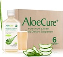 AloeCure USDA Organik Aloe Vera Juice 12 Hrs of Harvest - Pure Aloe Juice Natural Digestive Supplement to Support Digestion, Immune System and Balanced Stomach Acidity, 6 x 500 ml Şişes