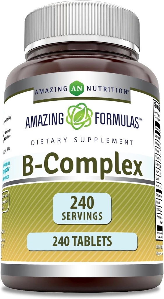 Amazing Formulas Vitamin B Kompleksi 11 Key Nutrients | Tabletler Tamam | B1, B2, B3, B6, B12, Folic Acid, Biotin, Choline, Inositol, PABA (240 Kont)