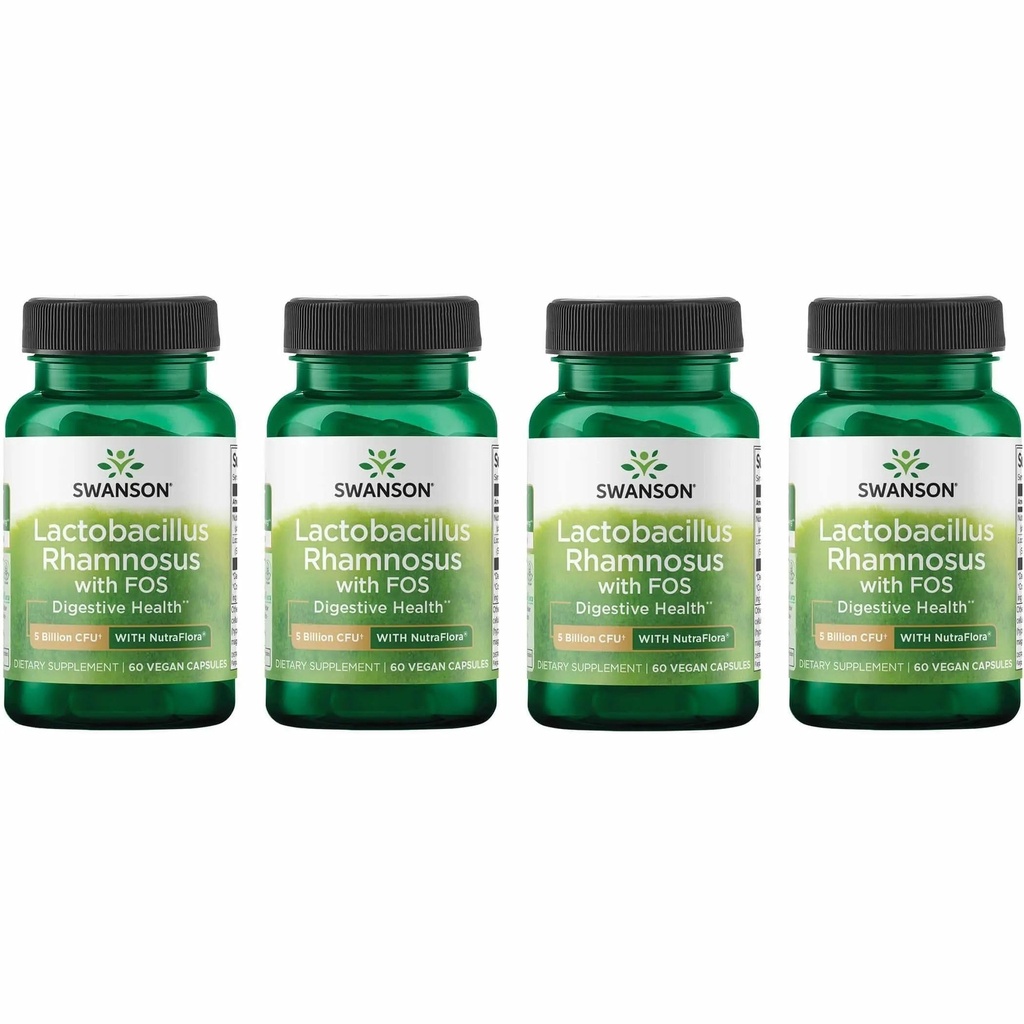 Swanson Lactobacillus Rhamnosus with FOS - Probiyotik Supplement Supports Digestive Health - 5 Milyar CFU - Seyahat sırasında GI Tract Health - (60 Veggie Caps) Pack