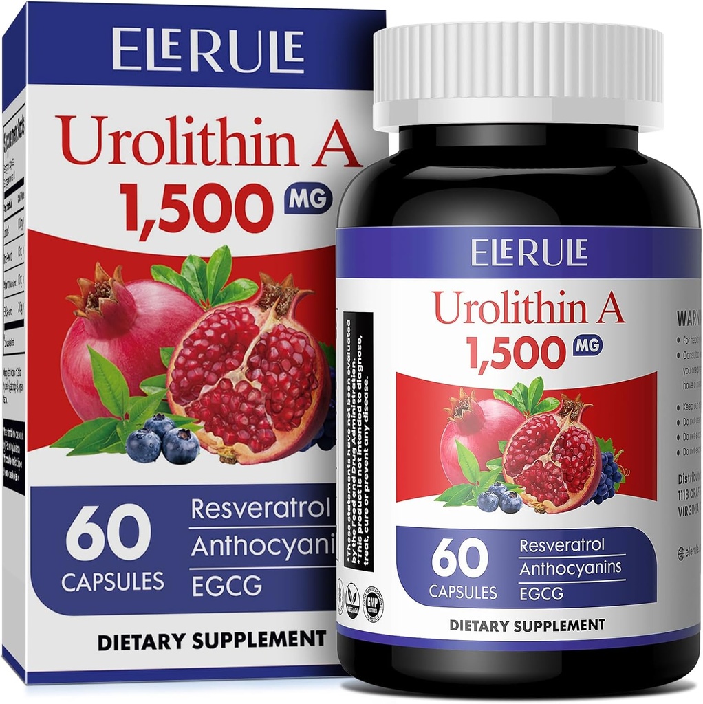 Urolithin A Supplement 1000 mg Plus Trans-Resveratrol, Anthocyanins, Green Tea,Promoting Health Aging, Supports Cellular and Energy for Men & Women, 60 Capsules-32