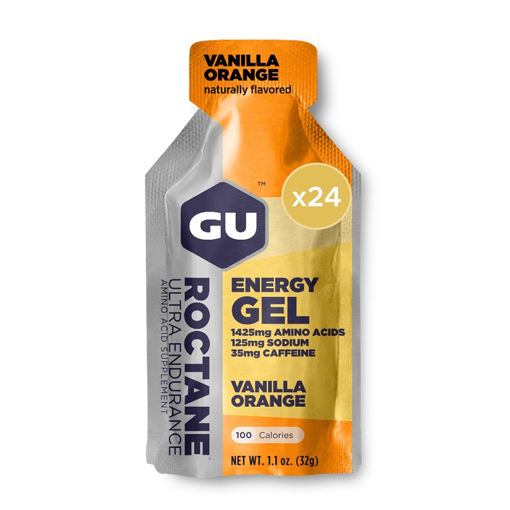 GU Energy Roctane Ultra Endurance Energy Gel, Vegan, Gluten-Free, Kosher ve Dairy-Free On-Go Sports Nutrition for Run, Biking, Hiking veya Skiing, Vanilla Orange (24 Paketler)
