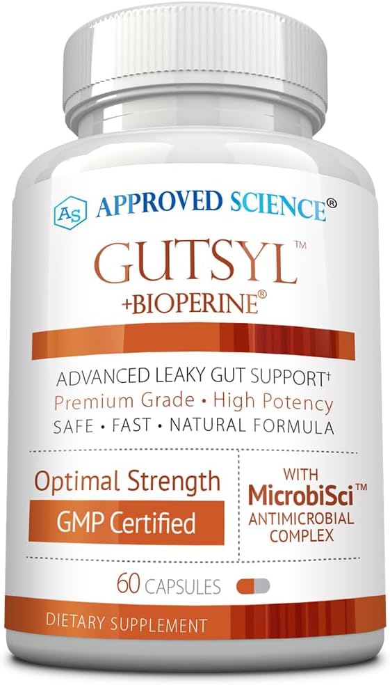 Onaylanmış Bilim® Gutsyl - Leaky Gut Supplement - GI Tract with Aloe Vera, Marshmallow Root, Licorice ve Terpery Elm - Contains Prebiyotik and BioPerine - 60 Capsules