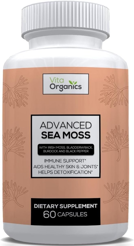 Gelişmiş Deniz Moss, deniz moss gelişmiş formülü, prim deniz mosss takviyesi, deniz moss hapları, denizmozs takviyesi, İrlandalı Deniz Moss Capsules & Organik Bladderwrack & Burdock, & Black Pepper Extract, Seamoss