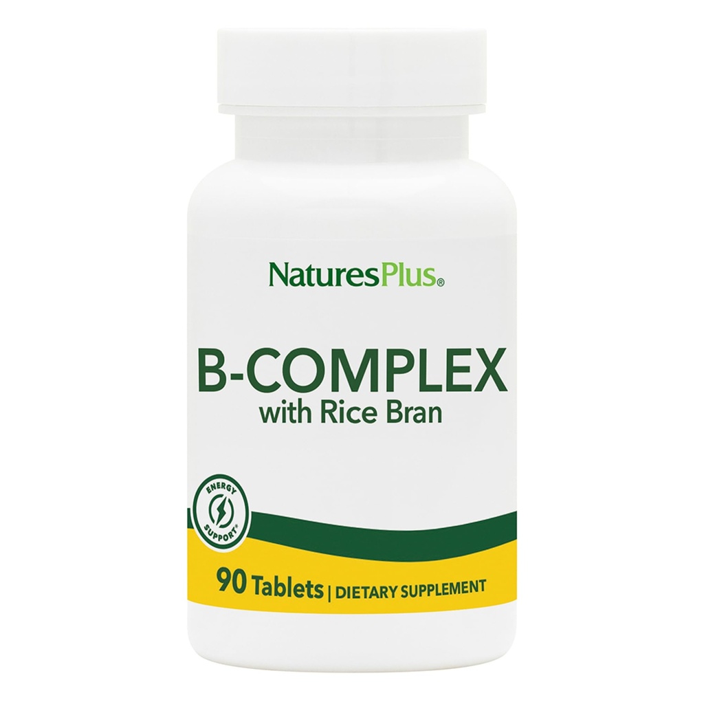 NaturesPlus B-Complex with Rice Bran - 90 Tablet - Vejetaryen, Gluten Free - 90 hizmet