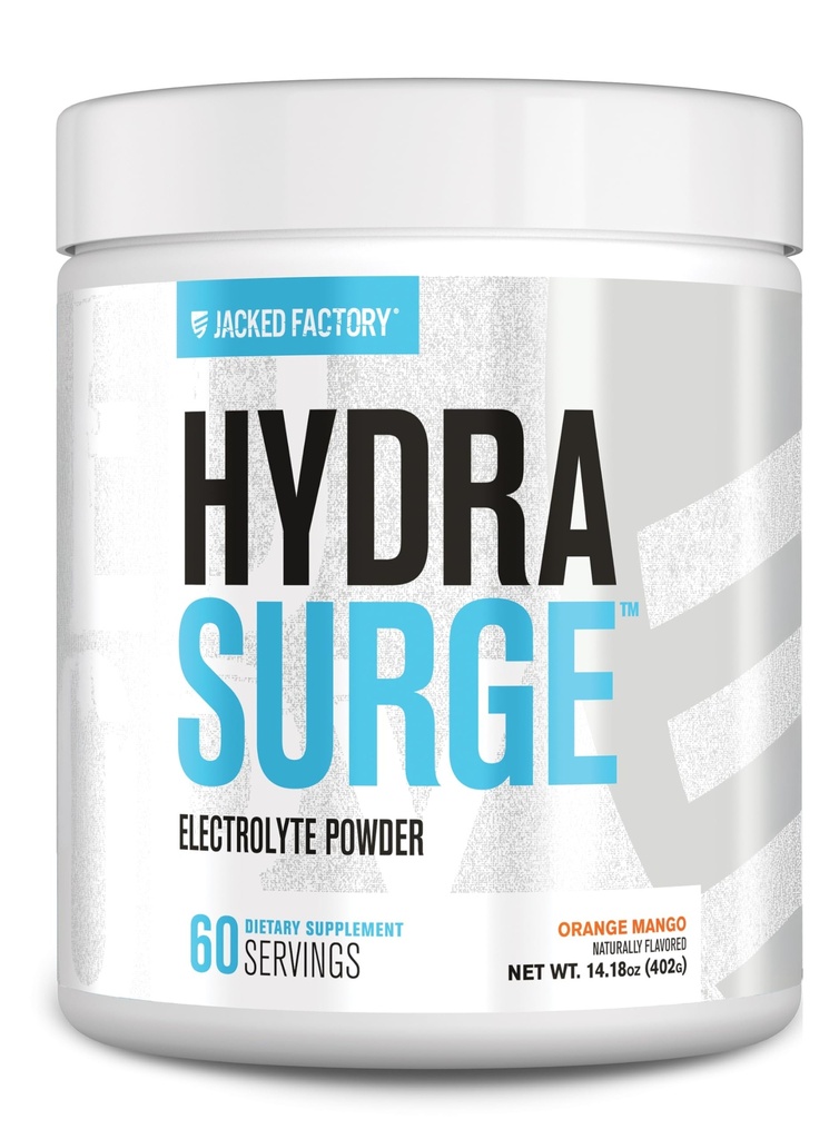 Jacked Factory HYDRASURGE Elektrolyte Toz - Anahtar Mineralleri, Himalaya Denizi Salt, Coconut Su - Keto Dostu, Şeker Ücretsiz, Doğal Tatlıladı - 60 Hizmet, Orange Mango