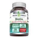 Amazing Formulas Biotin Fast Dissolve 10000 Mcg Tabletleri Tamam | Strawberry Flavor | Vitamin B7 | Non-GMO | Gluten Free | Made in USA (120 Count)