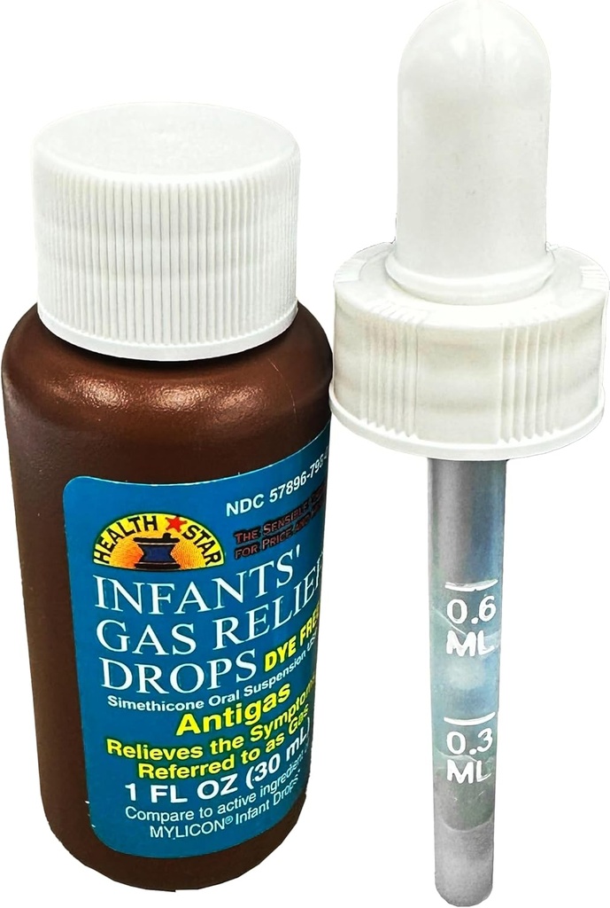 GeriCare Infants' Gas Relief Drops Simethicone, Bebekler için Geri Döndürme, Relieves Stomach Discomfort, Güvenli & Gentle 20mg Drops, Çocuk Anti-Gas 1 Fl Oz (Görünen 5)