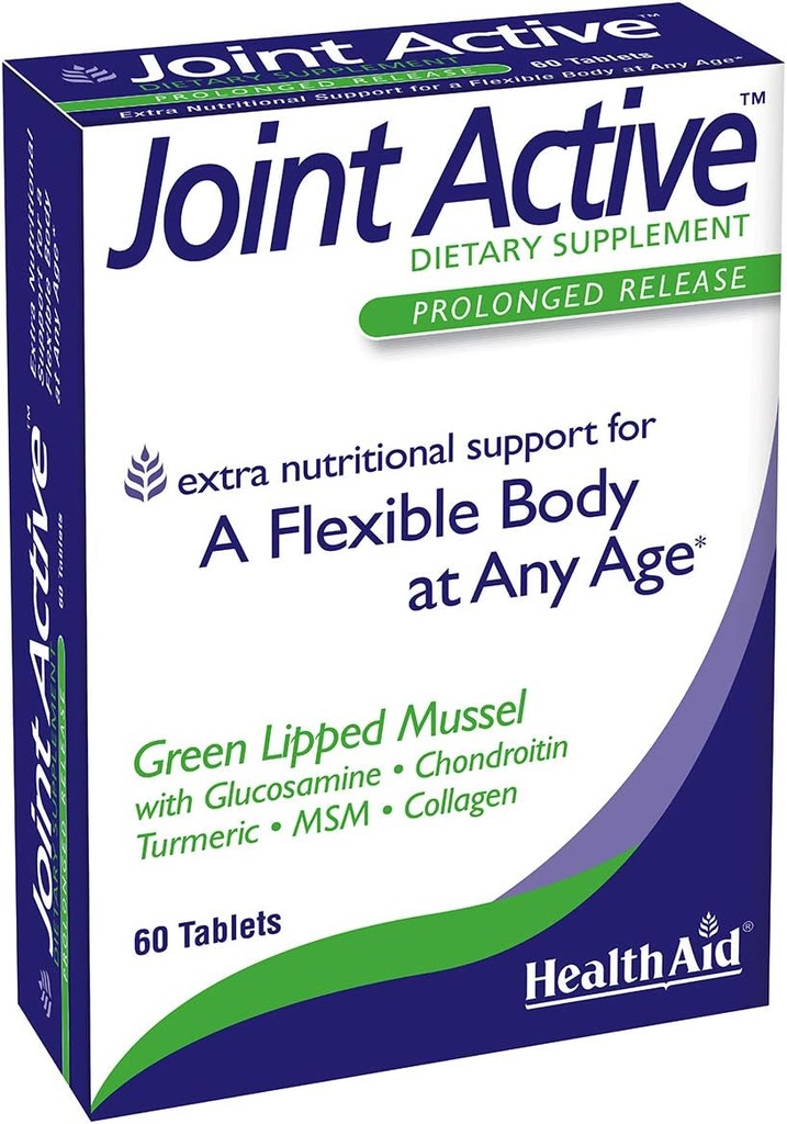 Sağlıkaid Ortakaktif, 60 Ct, Prolongued Release, Herhangi bir Yaşta Bir Esnek Vücut, Green Lipped Mussel, Glucosamine, Chondroitin Tumeric, MSM, Collagen.