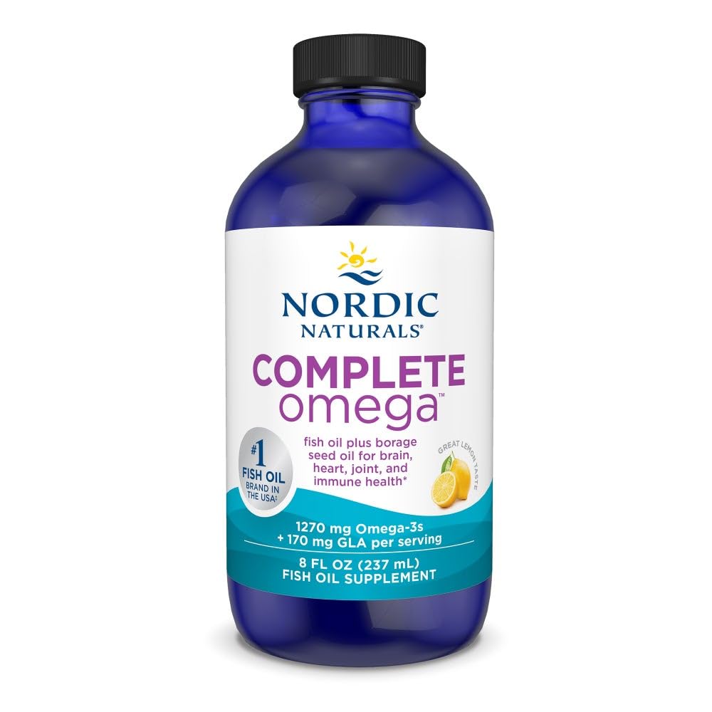 İskandinav Naturals Tamam Omega, Lemon Flavor - 8 oz - 1270 mg Omega-3 - EPA & DHA eklendi GLA - Sağlıklı Skin, Cognition, Pozitif Mood - Non-GMO - 48 Servisler
