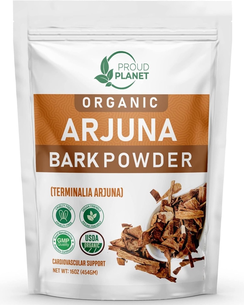 Organik Arjuna Bark Toz | Terminalia Arjuna | Ayurvedic Heart Health Toz | USDA Proud Planet (16 Ounce) tarafından onaylanmış