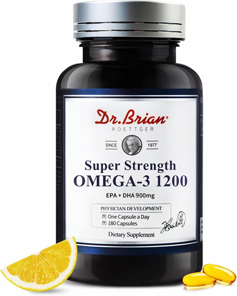 Dr.Brian Omega 3 Fish Oil - 1200 mg |180 Softgels Lemon Flavor rTG Omega3 | EPA & DHA | Yüksek Abhidrorps Omega 3 Fatty Acid For Health & Brain -180 Day Supplygel