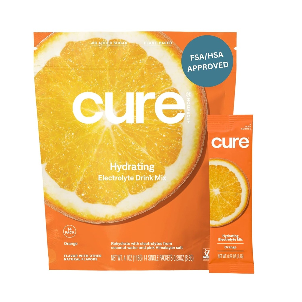 Elyte Mix | Dehidrasyon Yardımı için Toz | FSA & HSA Elect | Coconut Water ile Yap | No Eklenme Şeker | Vegan | Paleo Dostu | 14 Paket - Orange