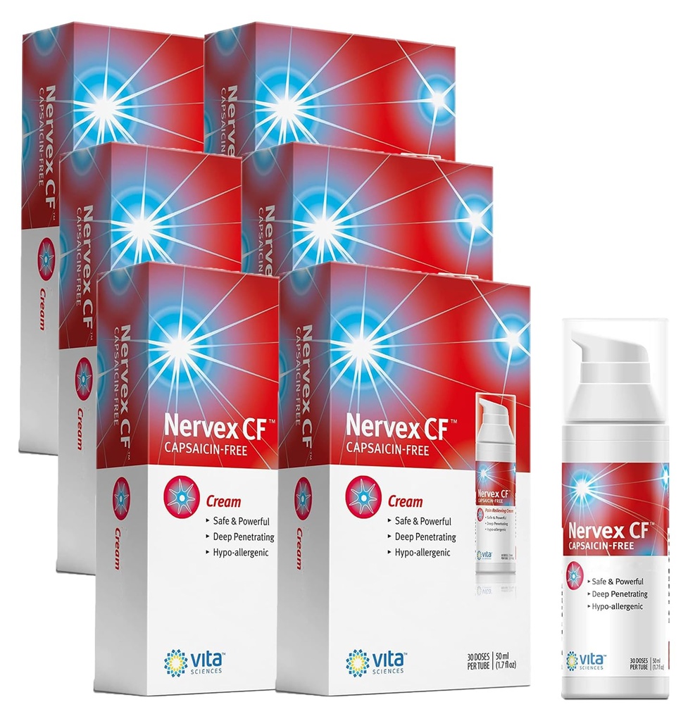 Vita Sciences Nervex CF Neuropati Eller ve Ayaklar için Yardım - Yanan için Güçlü Krem Formula, Tingling, Numbness - Arnica, B12, B1, B5, B6, E, MSM, Aloe ve Coconut Petrol Üssü - 6 Paket