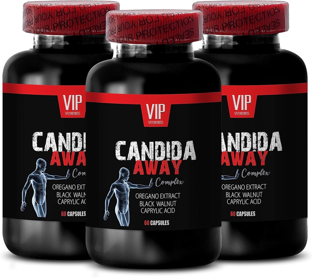 Siyah ceviz ekstraksiyon, bağırsak flora kompleksi standart süreci - CANDIDA AWAY COMPLEX - aloe vera yaprak ekstraksiyonu, kaprylik asit, bağışıklık artışı veya oregano yağı kapsülleri organik süper güç - 3 Bot 180 Caps