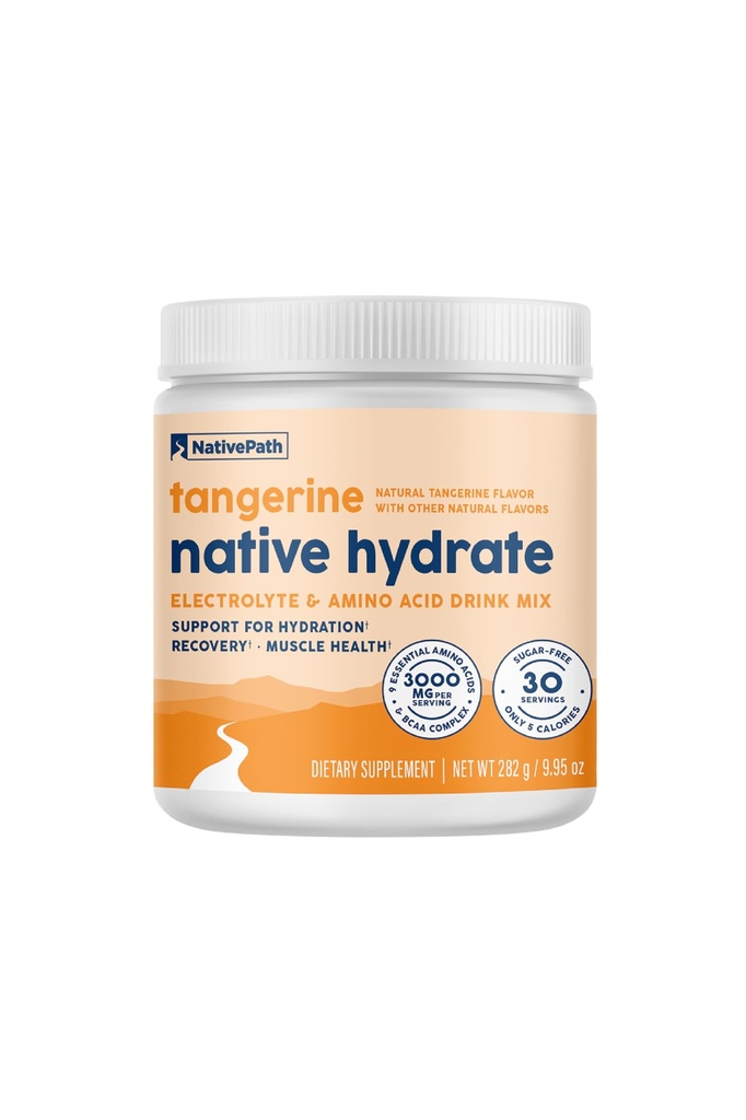 YerliPath Hydrate, Zero Sugar, Electrolytes Toz BCAAs, Tangerine Hydration, Keto & Paleo Friendly, 30 Hizmet