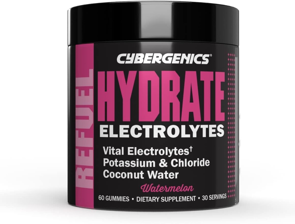 Hydrate Gummies, Vital Electrolytes, Supports Recovery, Supports Hydration, with Coconut Water, P properties & Chloride, Cellular Hydration, Watermelon Flavor, 60 Gummies, 30 Hizmet