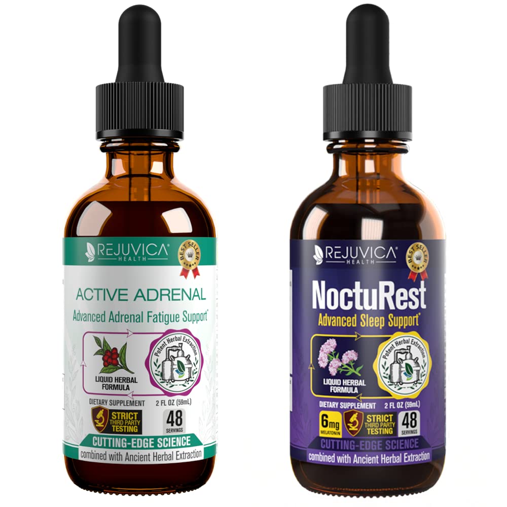 Aktif Adrenal + NoctuRest - Destekler Adrenal Sağlık + Daha İyi Aborpsiyon için Uyku- Sıvı Teslimat - Rhodiola, Hops, Holy Basil, Melatonin, Ashwagandha & More!