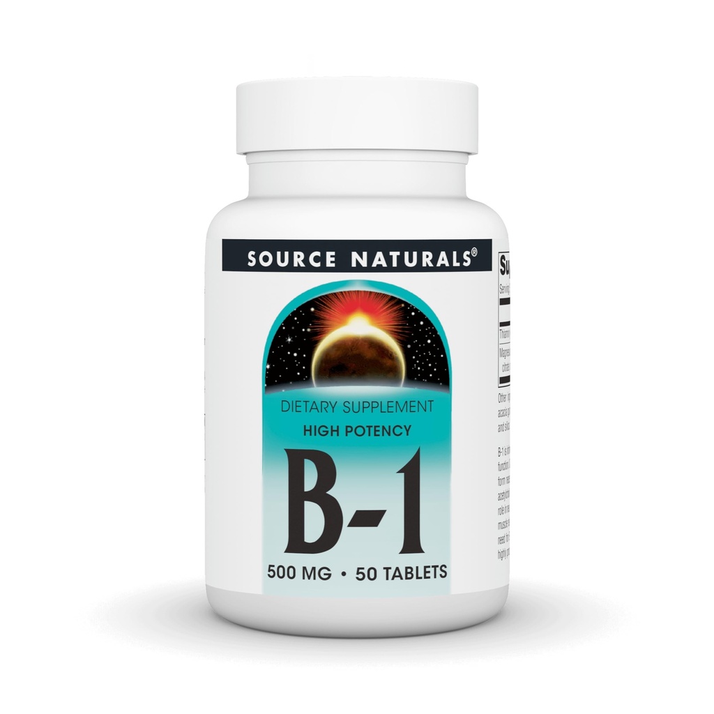 Source Naturals Vitamin B-1 Thiamin 500 mg - Yüksek Potency, 500 mg - 50 Tablet