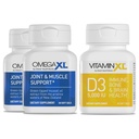 OmegaXL Ortak Destek Supplement - Doğal Kas/Immune Support, 60 Softgels (2 Pack) & VitaminXL D3 Yüksek Potency Daily Vitamin D 5000 IU 125mcg Supplement (30 Softgels)
