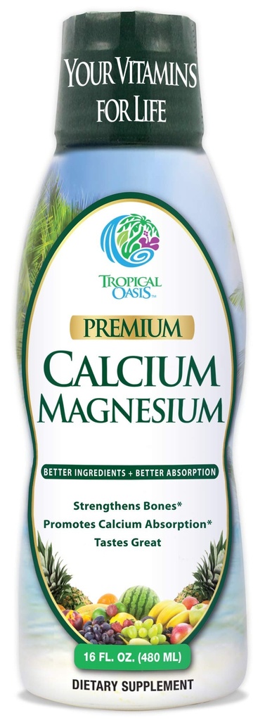 Tropikal Oasis Sıvı ve Magnezyum - Güçlü kemikler için doğal formül w / destek - Sıvı vitaminler w / kalsiyum, - 16oz, 32 Serv.