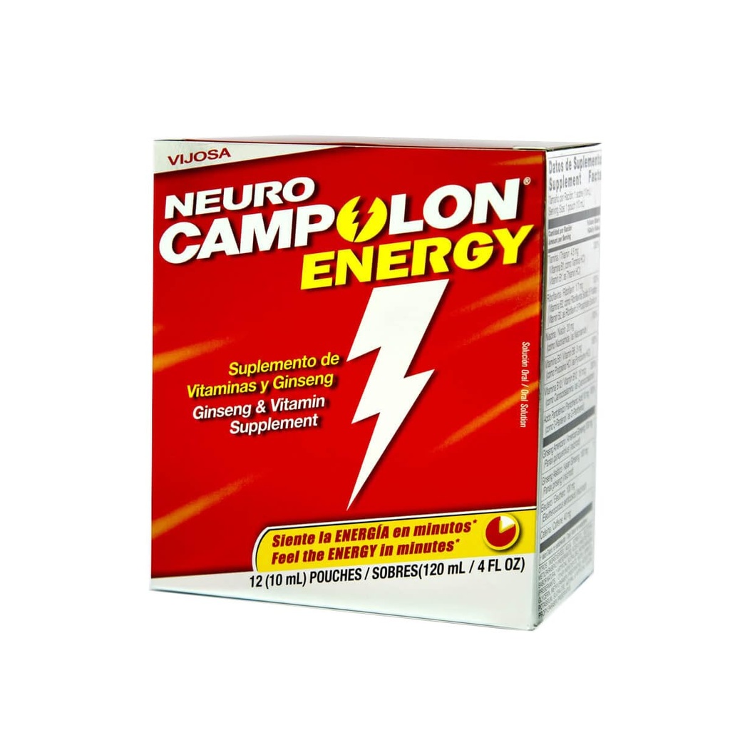 Laboratorios Campolon Energy B Vitamin Pouches - Healthier Fiziksel Enerji ve Zihinsel Enerjiyi Teşvik Ediyor - 12 Pouches