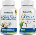 Natural Cure Labs Sche: Ekstra Kuvvet Monolaurin 800 mg + Temiz L-Lysine 600 mg