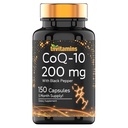 Tnvitamins CoQ-10 200 mg - Black Pepper Extract ile 150 Capsules | 5 Ay Supply! | Güçlü Ücretsiz Radikal Antioksit | Max Abxia Hızlı Yayın Kapsülleri | Coenzyme Q-10 200 mg
