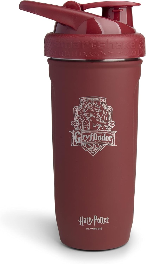Smartshake Reforce Paslanmaz Çelik Harry Potter Gryffindor Shaker Şişe (900 ML /30oz) | Işık Kilo Direnişi Spor Shaker Şişe Yumuşak Lid | Leakproof, Ted Free & DEHP Free
